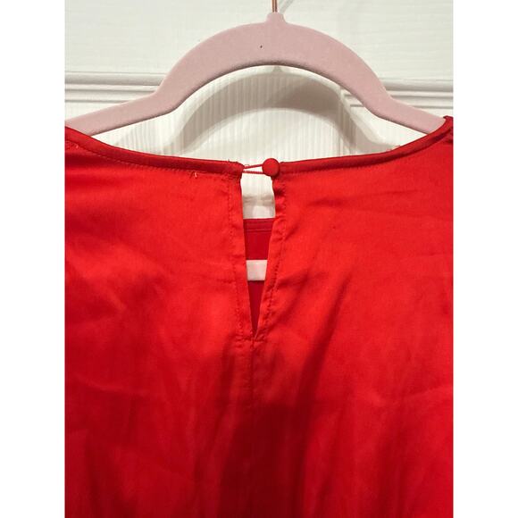 Vine & Love Red Iva Satin Dress with Long Sleeve Sequin Cuffs, S - Picture 8 of 8